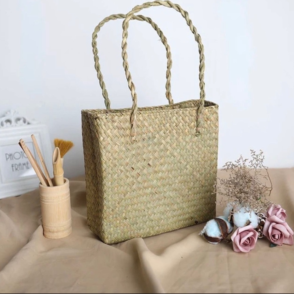 Basket straw handmade tote bags